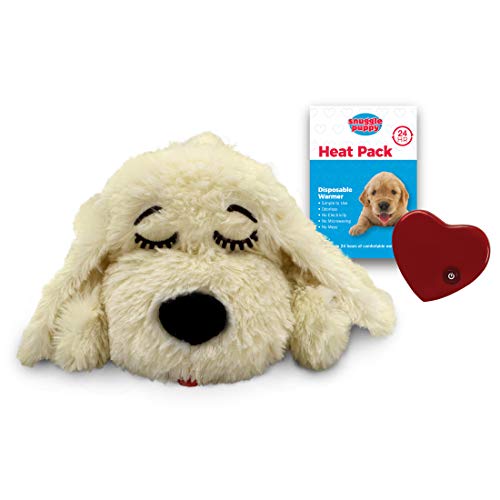 Original Snuggle Puppy Heartbeat Stuffed Toy for Dogs - Pet Anxiety Relief  and Calming Aid - Comfort Toy for Behavioral Training - Brown and White